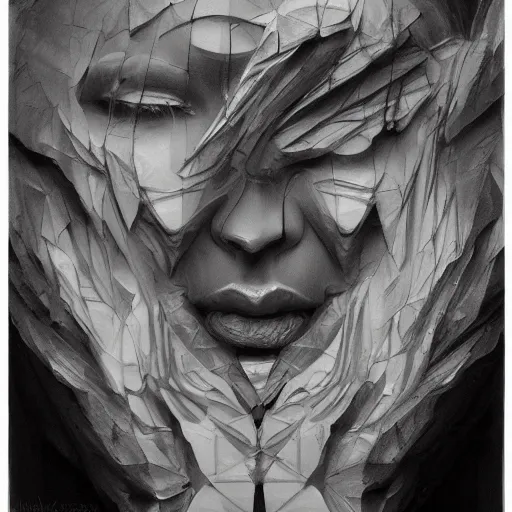 Prompt: charcoal painting of a sculpture, distorted, abstract, creepy, intricate, elegant, highly detailed, ray tracing, digital painting, artstation, concept art, art by artgerm and greg rutkowski and alphonse mucha, 8 k