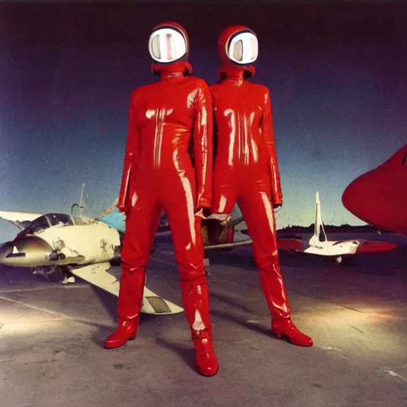 two time pilots wearing red rick owens pilot suits | Stable Diffusion ...