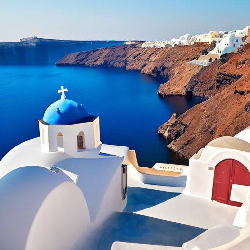 Prompt: sun drenched santorini cozy dslr wide angle professional award winning