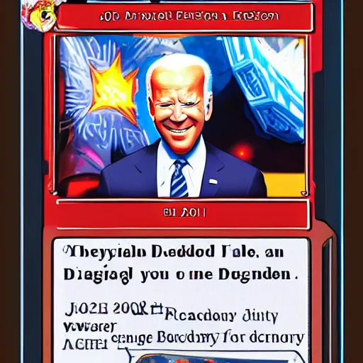 Image similar to joe biden as a yugioh card, award winning professional digital art