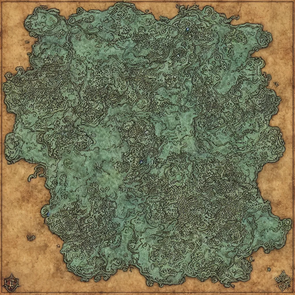 Image similar to detailed fantasy map, cartography, art by devon rue, swllsword maps, critical role, wotc, roll 2 0, dndbeyond, godsfall, fantasy, world, bright, sharp focus, smooth, sharpened