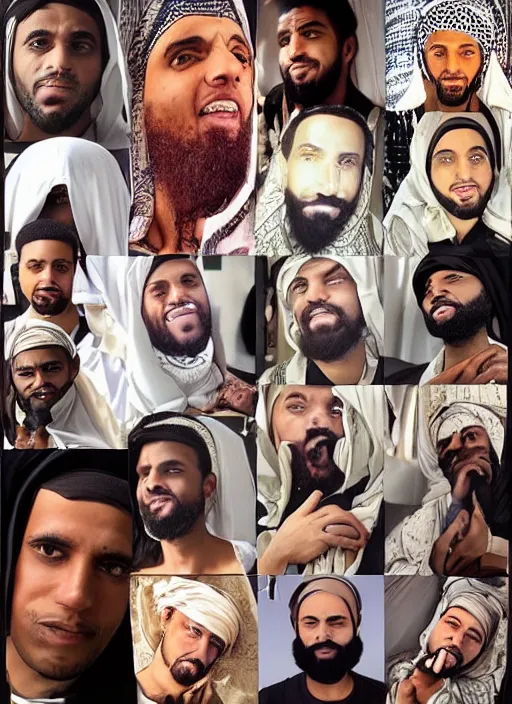 Image similar to the prophet mohammed instagram thirst trap photo shoot, perfect faces