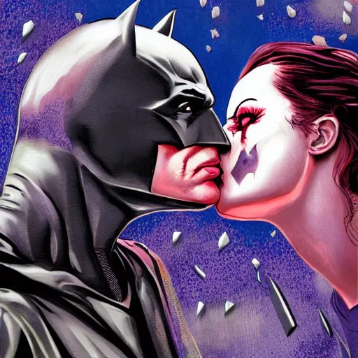 batman kiss joker, raining, acrilic paint, digital, | Stable Diffusion |  OpenArt