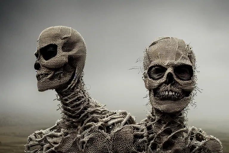 Image similar to portrait of a dusty armored skeleton covered in spiderwebs By Emmanuel Lubezki