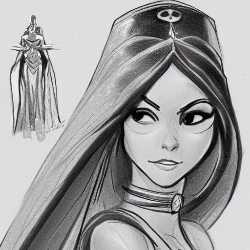 Image similar to milt kahl sketch of victoria justice as princess padme from star wars episode 3