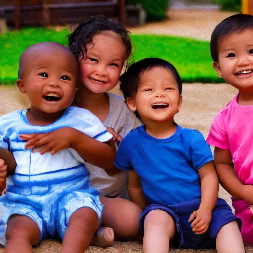 Image similar to an ethnically diverse group of toddlers. white. asian. hispanic. african. playing on a playground. oil on canvas exquisite. smooth. sharp focus. award winning. 8 k