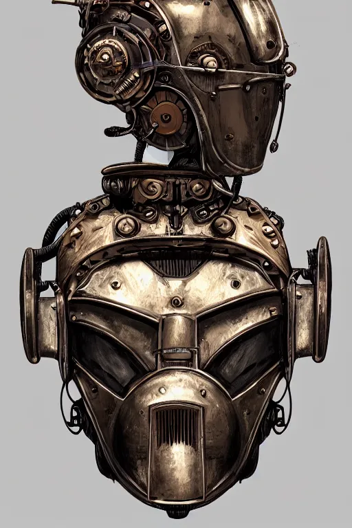 Image similar to steampunk helmet fantasy art mask robot ninja stylized digital illustration sharp focus, elegant intricate digital painting artstation concept art global illumination ray tracing advanced technology chaykin howard and campionpascale and cooke darwyn and davis jack