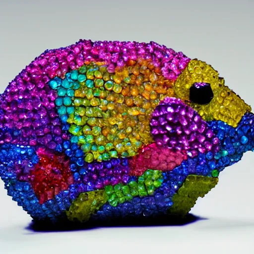 Image similar to rainbow hamster made out of large gems and crystals, sculpture, 8 k hd