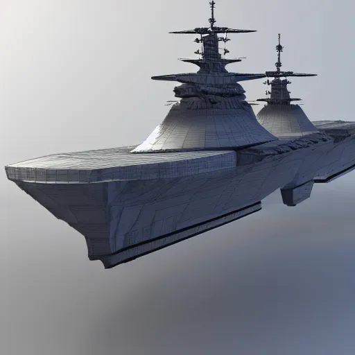 Image similar to a new capital ship design for the first order. 3 d render. hyper detailed.