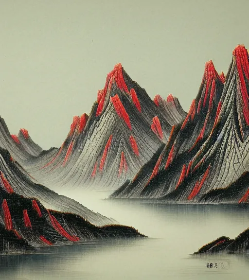 Image similar to mountains by xu beihong