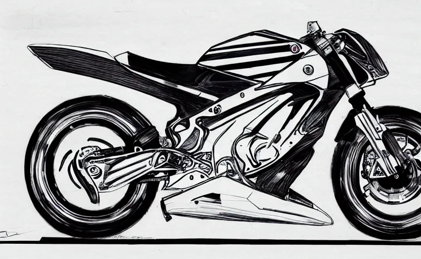 Image similar to 1 9 9 0 s yamaha sport motorcycle concept, sketch, art,