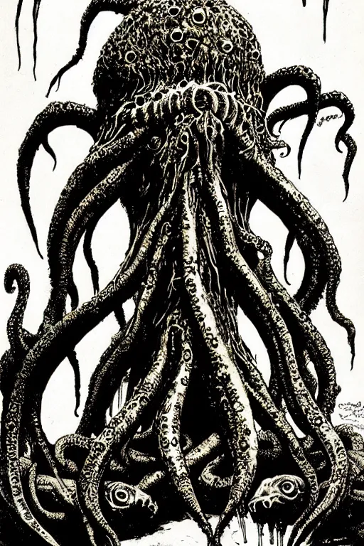 Prompt: cthulhu by ralph steadman