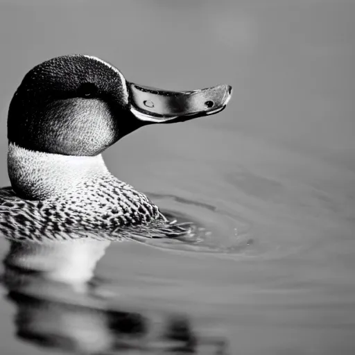 Prompt: A closeup film photography of a Duck, photo by Louise Dahl-Wolfe, award winning, 4K