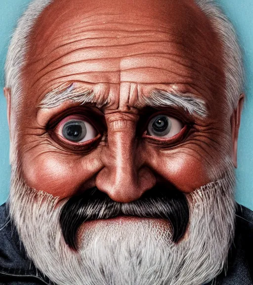 Image similar to portrait of hide the pain harold, accurate and detailed, round face, earnest, stock photo, Nikon 50mm f/1.8G, artgerm