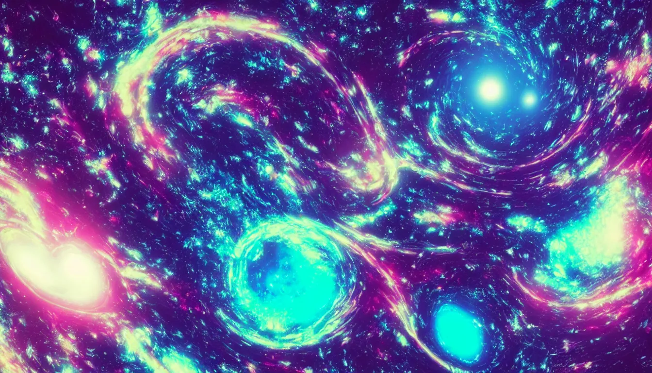 Image similar to black hole in space, psychedelic, vaporwave