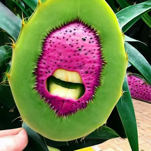 Prompt: face of henry cavill inside a dragonfruit