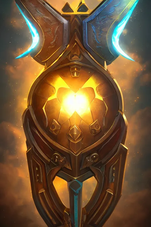 Image similar to shield fantasy epic legends game icon stylized digital illustration radiating a glowing aura global illumination ray tracing hdr fanart arstation by ian pesty and katarzyna da „ bek - chmiel