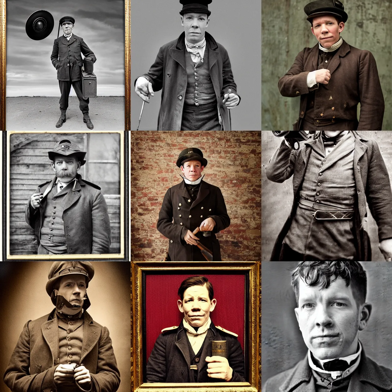 Prompt: Lee Evans as a 19th century postman, cinematic lighting, highly detailed, realistic, antique photography