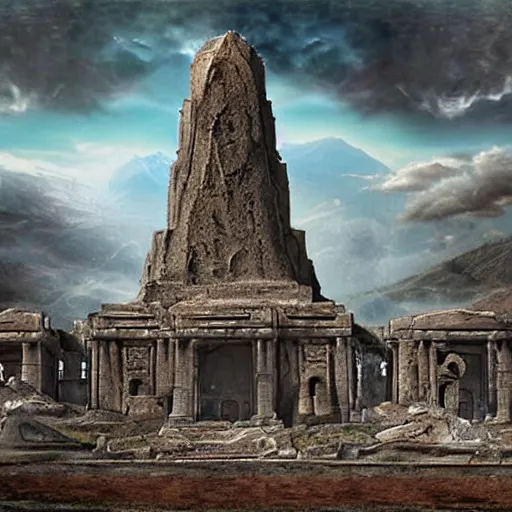 Image similar to ancient lost civilization, matte painting