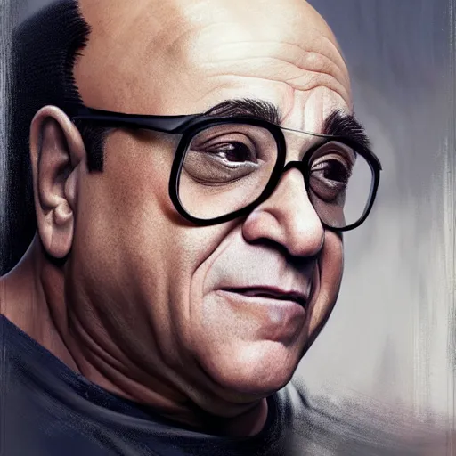 Image similar to danny devito with bald head and wonder woman costume on, digital painting, extremely detailed, 4 k, intricate, brush strokes, mark arian, artgerm, bastien lecouffe - deharme