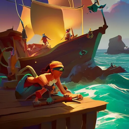 Image similar to painting treasure on sea of thieves game smooth median photoshop filter cutout vector, behance hd by jesper ejsing, by rhads, makoto shinkai and lois van baarle, ilya kuvshinov, rossdraws global illumination