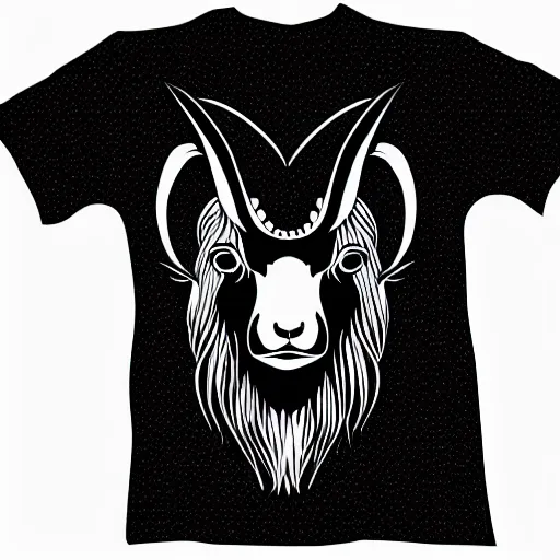 Prompt: satanic goat vector illustration, graphic tees