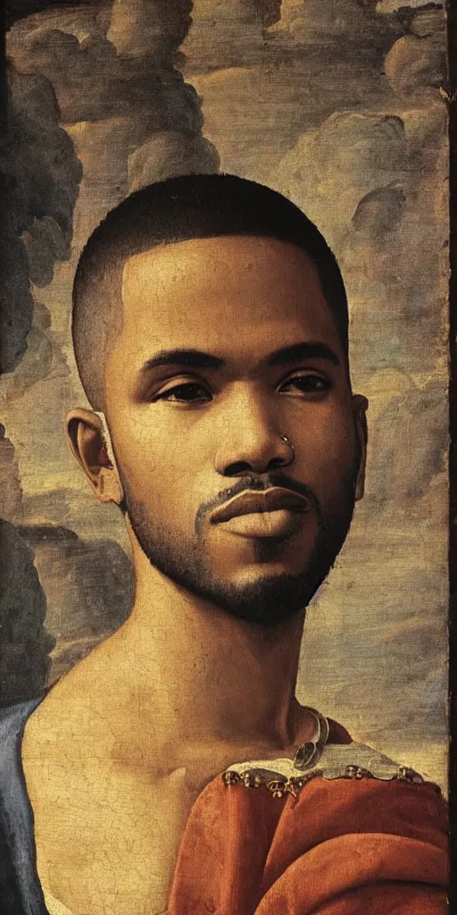 Image similar to renaissance era painting of frank ocean