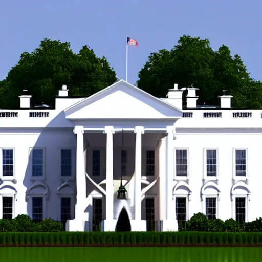 Image similar to a 3 d render of the white house, video game model, white background,