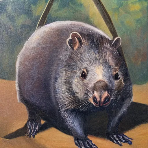 Prompt: a medieval warrior wombat, oil painting