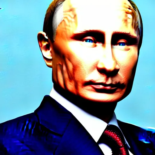 Image similar to Detailed portrait of Vladimir Putin close to reality 2022, in game style 8k wearing only pants with bare torso and small belly and sagging old skin,