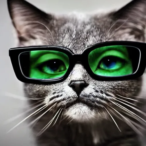 Prompt: a cat with glasses