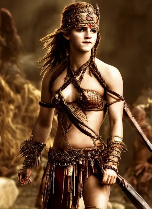 Prompt: ultrarealistic photo of warrior princess emma watson dejah thoris, full body, cinematic,