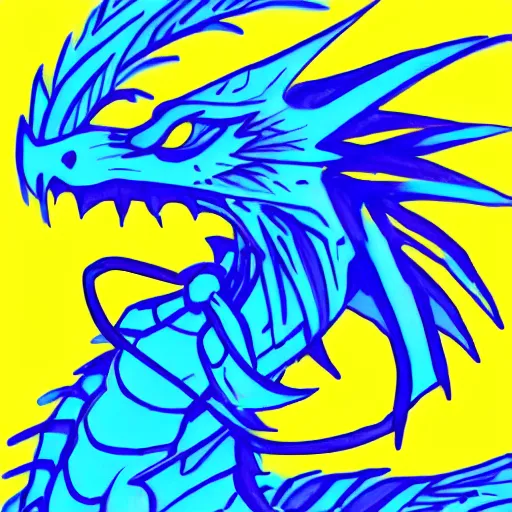 Image similar to illustration neon blue and yellow super cool dragon