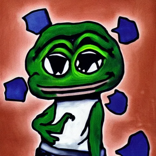 Image similar to The Pepe frog dressed as a modern French artist