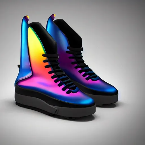 Prompt: futuristic balenciaga and vetements sneakers by felipe pantone ultra rendered extreme realism and detail, 8 k, highly detailed, realistic, completely framed, pbr, surreal, hyper realistic, colorful, direct lighting, 3 5 mm photo, photorealistic, sharp focus,