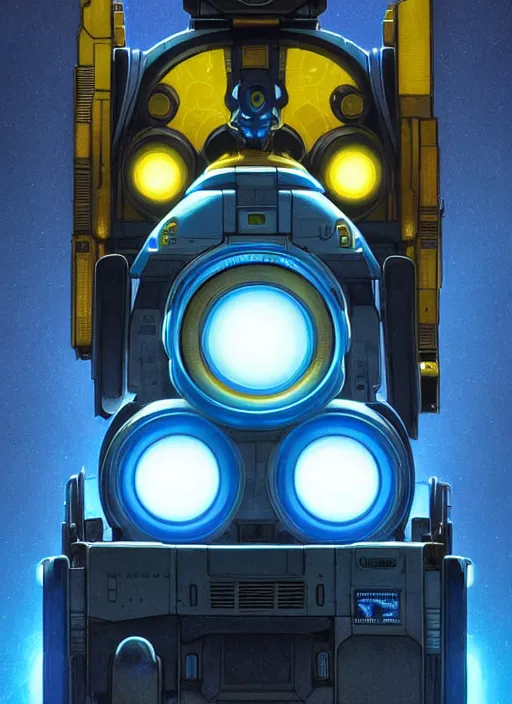 Image similar to symmetry!! portrait of wall - e, sci - fi, tech wear, blue and yellow glowing lights!! intricate, elegant, highly detailed, digital painting, artstation, concept art, smooth, sharp focus, illustration, art by artgerm and greg rutkowski and alphonse mucha