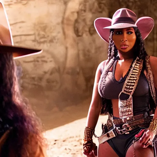 Prompt: movie still of nicki minaj as indiana jones