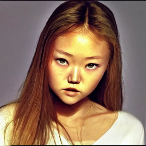 Image similar to portret of devon aoki by odilon redon