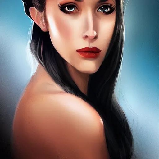 Image similar to portrait of a young woman, long dark hair and an angular face with a scar across the chin. daring and bold, con - artist and spy, beautiful, rpg, dnd, artgerm