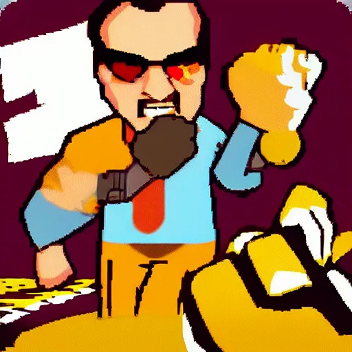 Prompt: quentin tarantino in the video game little fighters 2