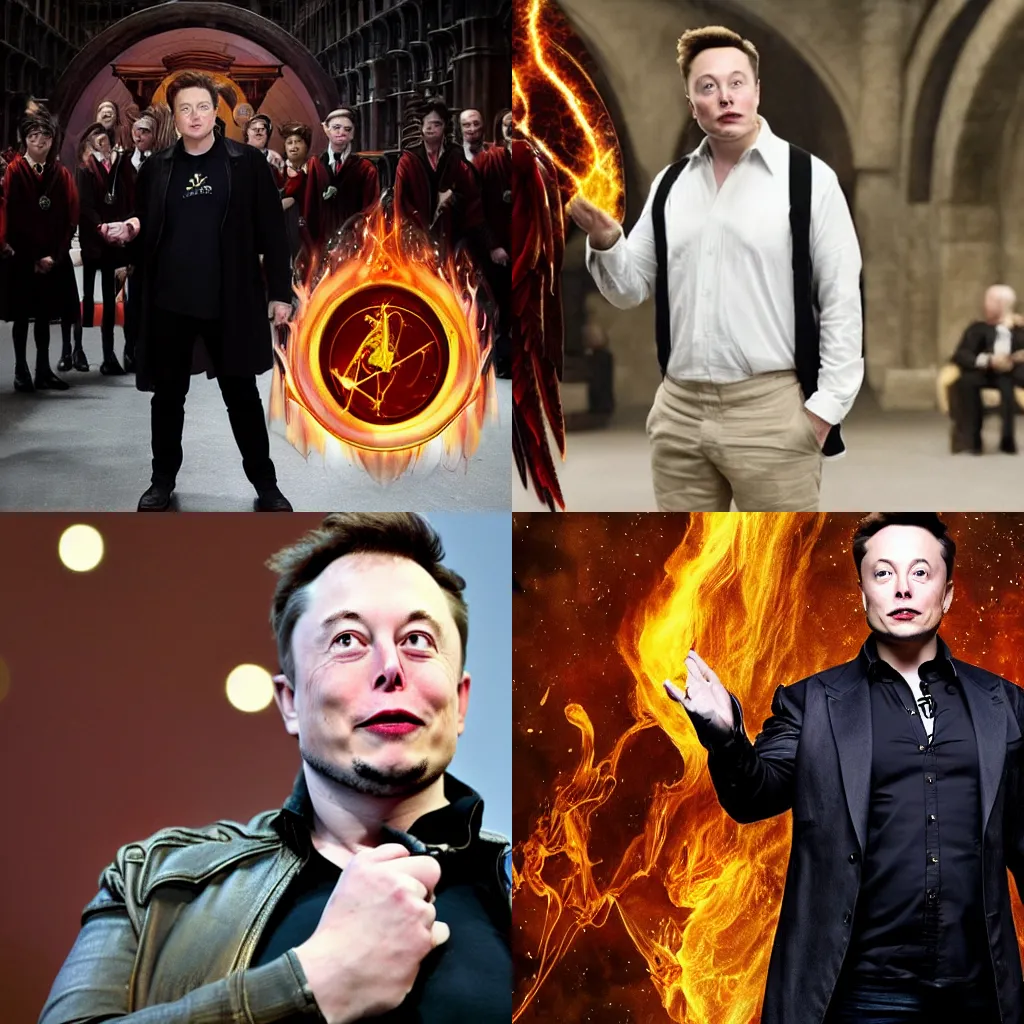 Prompt: elon musk as harry potter in the order of the pheonix