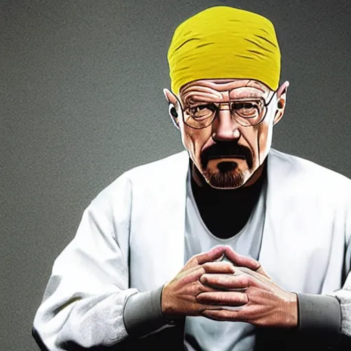 Image similar to walter white using a durag looking fresh, full body and face shot