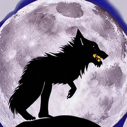 Image similar to Kate Bush as a werewolf howling at the moon