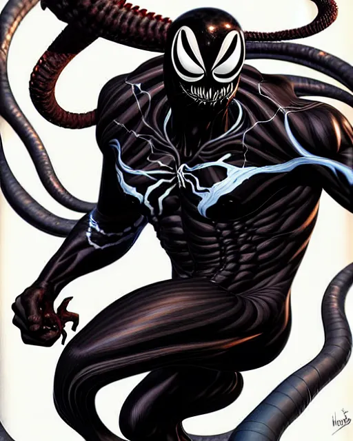 Image similar to a portrait of Venom by Javier Garron, Gerardo Sandoval and Clayton Crain