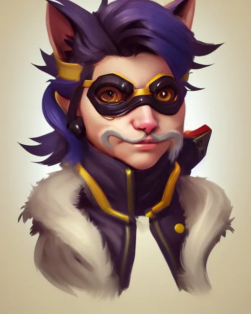 Image similar to overwatch concept art character portrait of a new character who is an elderly kitten with a scarred face and long mustache and eyepatch, trending on artstation, cgsociety,