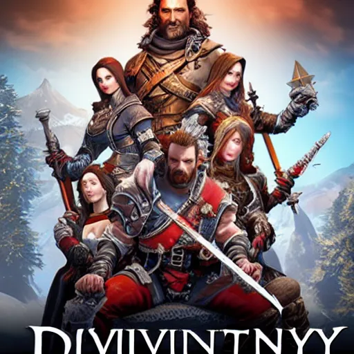 Image similar to divinity original sin 2 movie poster, high detail