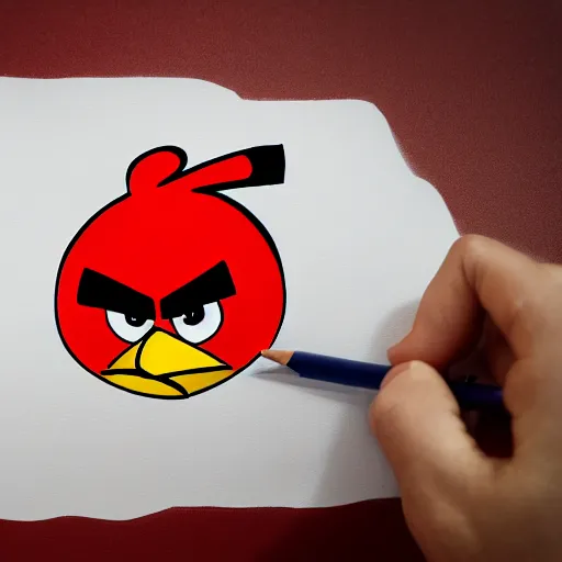 Image similar to drawing of red from angry birds wearing a gold chain