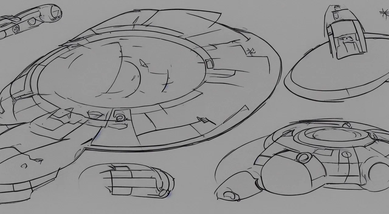 Prompt: rounded design spaceship sketches