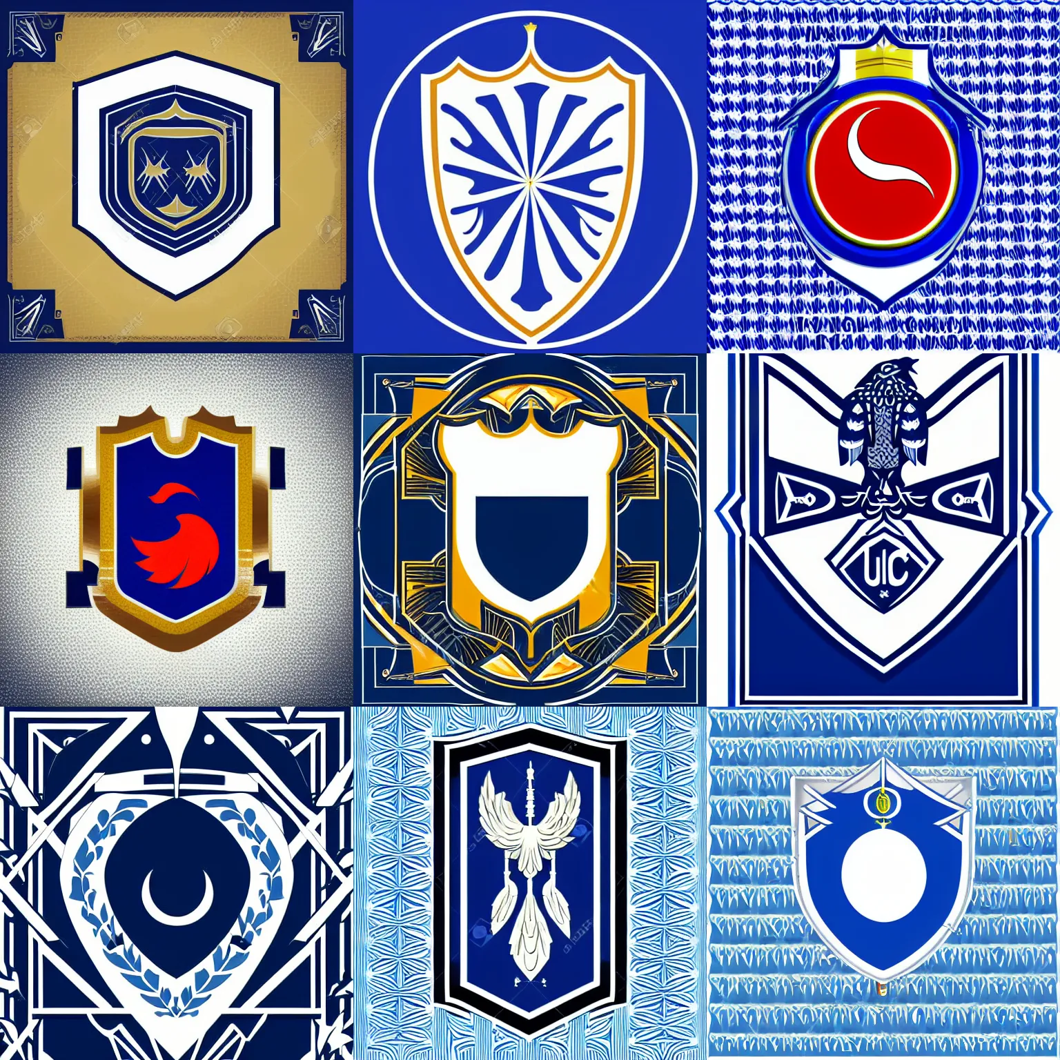 Prompt: heraldic emblem of turkey, corporate logo, art deco, stylized, iconic, vector art, clean lines, ultramarine blue and titanium white
