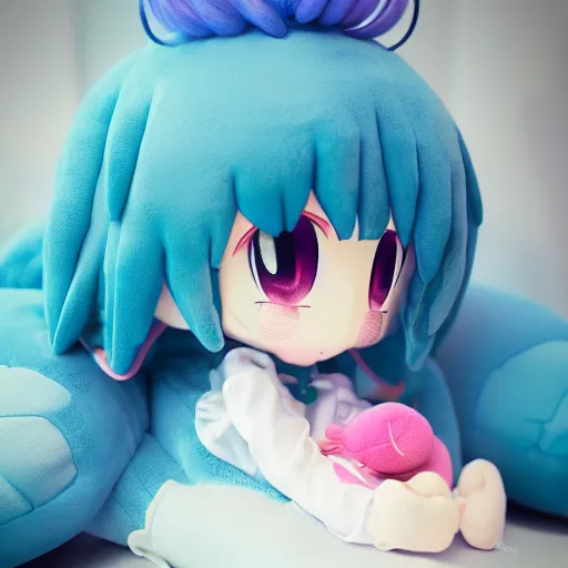 Prompt: cute fumo plush of a girl with four arms, monstergirl, blob anime, bokeh, vray